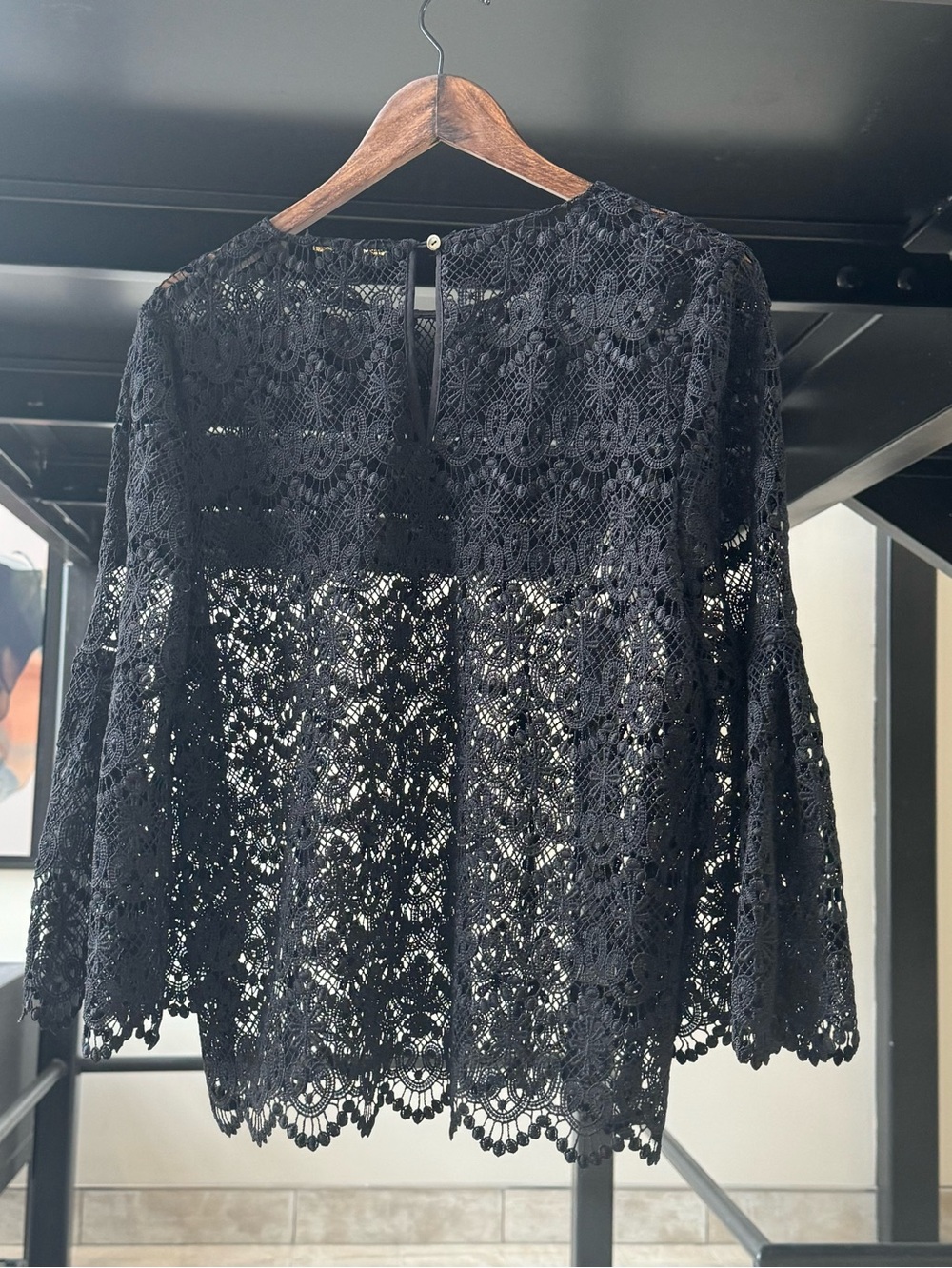 KOBI HALPERIN Black Lace Blouse Size M